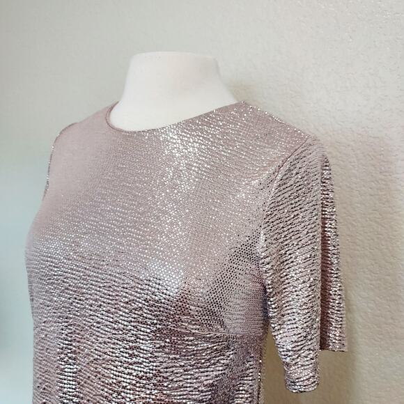Monteau Los Angeles Rose Gold Shimmer Blouse Size M - Picture 7 of 11